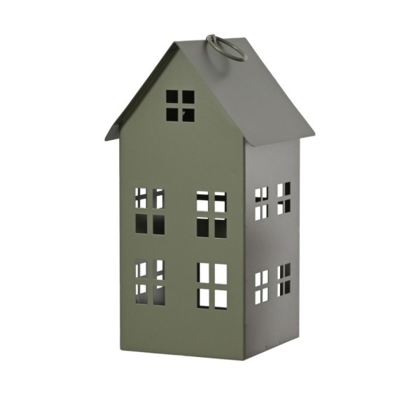 Eisenlaterne "Häuser" - Grün - 24cm K390016-b