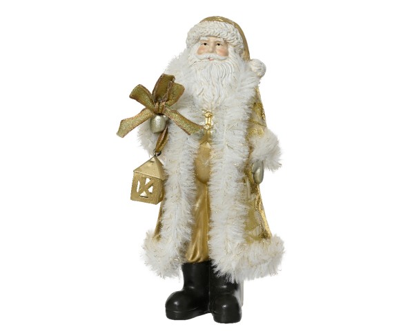 Weihnachtsmann aus Polyresin – Gold – 30 cm