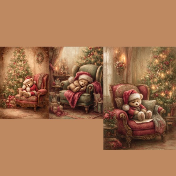 Reispapier Set "Sleeping Teddys" - 2 Bogen LBD-Set520