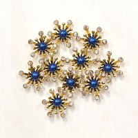 Mittelpunkte für 3D Blumen mit Perle - Blau/Gold 10 Stck Mittelpunkte für 3D Blumen mit Perle - Blau/Gold 10 Stck