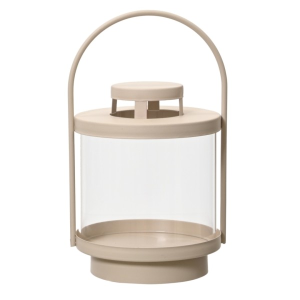 Eisenlaterne mit Glas 21cm - Beige