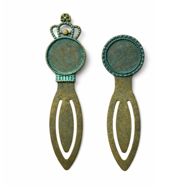 Vintage Lesezeichen Set – Antik Bronze mit Türkis Patina (2 Stück)