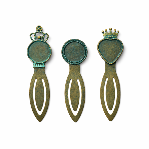 Vintage Lesezeichen Set – Antik Bronze mit Türkis Patina (3 Stück)