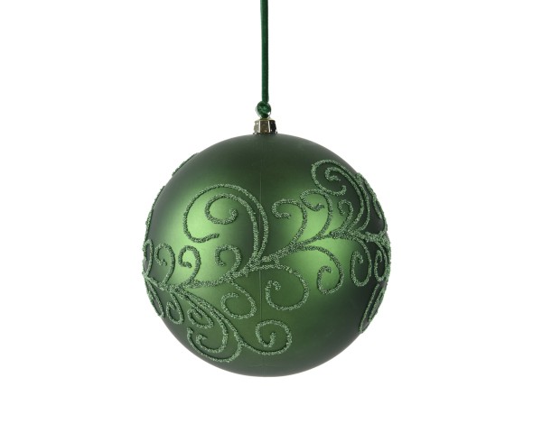 Weihnachtskugel mit Verzierung 20cm - Piniengrün