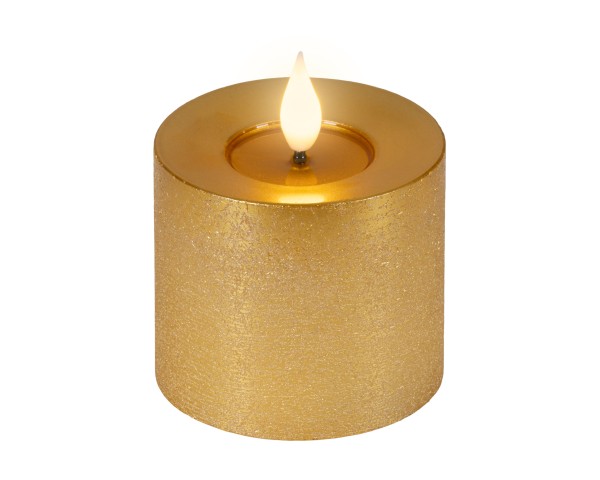 LED Kerze Wachs mit Flackereffekt Gold - 9,5cm K480527