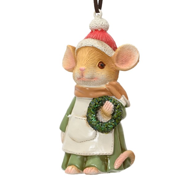 Deko Anhänger "Maus mit Kranz" - 10,5 cm K703714-a