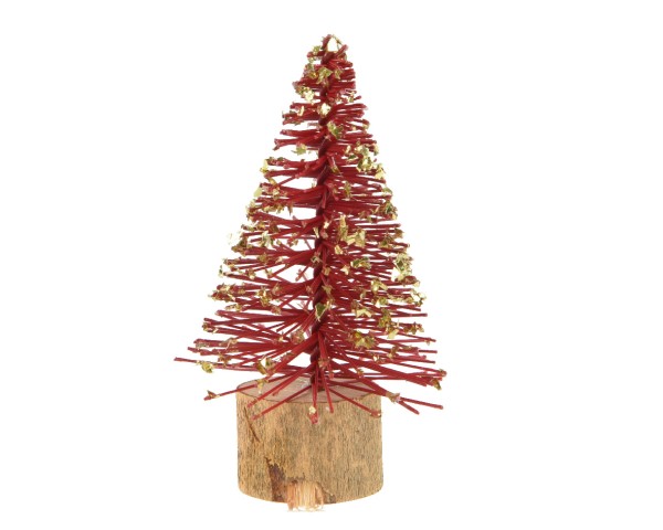 12 Mini Deko Weihnachtsbäume 8,5cm - Rot/Gold