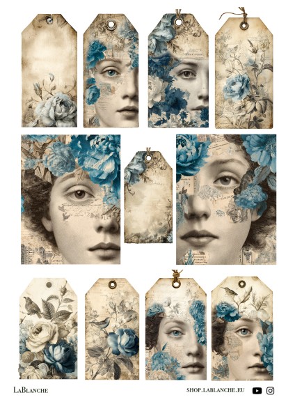 Natural Papier "Blue Peonie" NP044