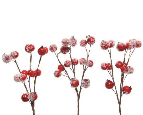 3er Set Weihnachtsdekozweig 5x2x15cm - Rot