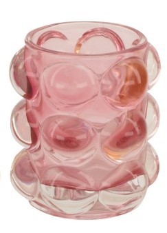 Teelichtglas "Bubble" - rosa
