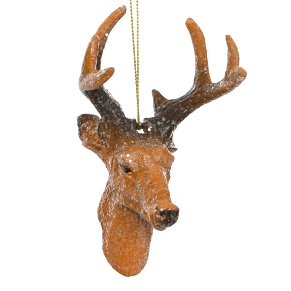 Hirschkopf mit Geweih – Braun – 12 cm