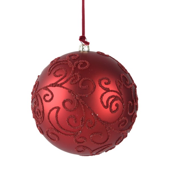 Kleine Weihnachtskugel "Verziert" - Ochsenblut Rot - D.12cm K024855