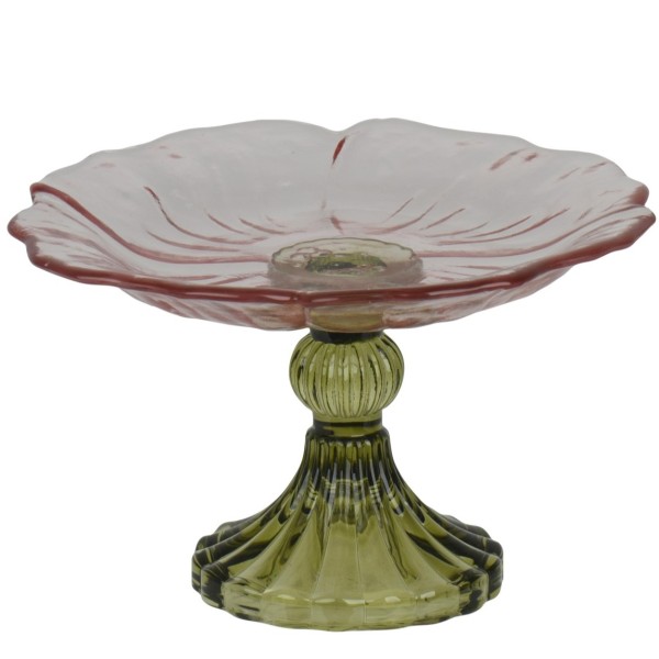 Glas Etagere "Blume" Grün/Rosa K873240rosa