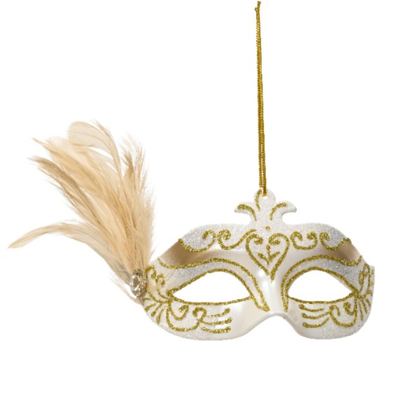 Dekomaske mit Feder (links) - Gold K535993-a