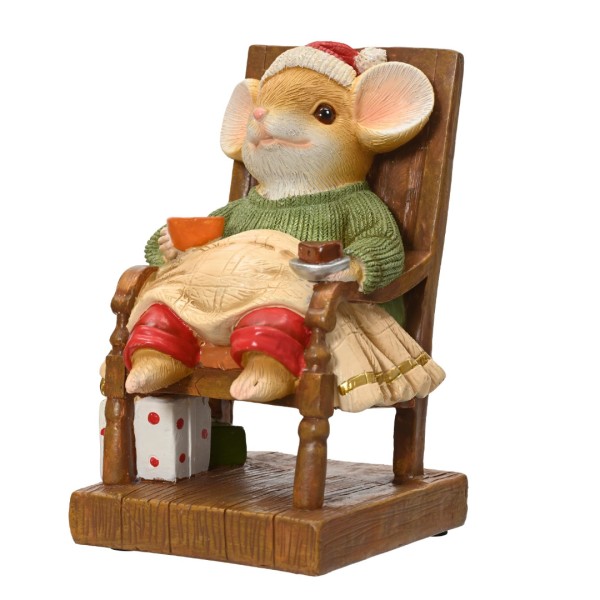 Deko Maus auf Stuhl "Kaffe & Kuchen" - 14,5 cm K703707-b