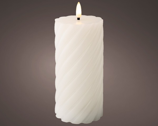 LED Kerze Weiß 17,5 cm (Swirl)