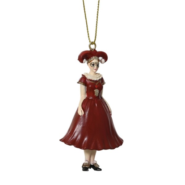 Harlekin Figur "Frau in rotem Kleid" - 7,5 cm K398540-f