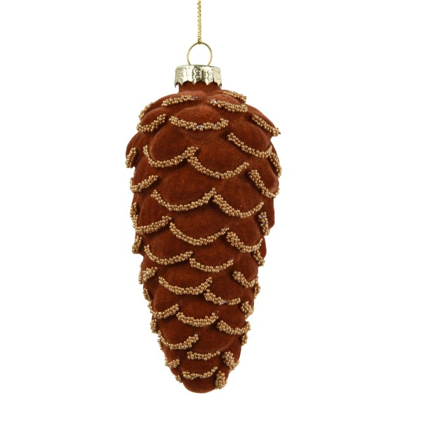 Deko Zapfen aus Glas 12,5cm - Grün/Gold K071905