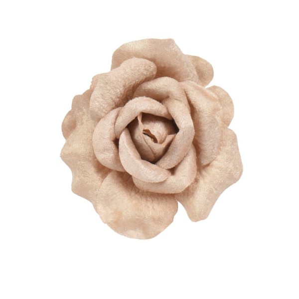 Deko Rose "Samt" auf Clip - 14cm - Creme K701422-a