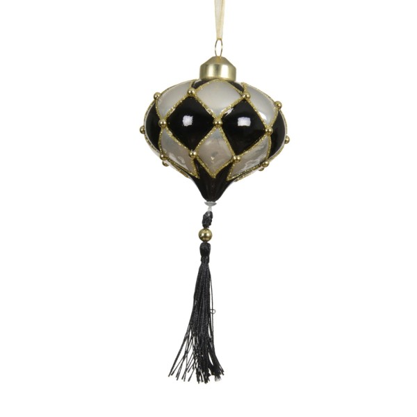 Weihnachtskugel "Ornament" (schmal) - Perlmutt K071001-a