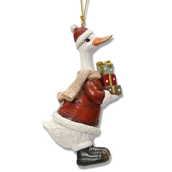 Deko Figur "Gans mit Geschenken" Rot - 10,5 cm K704766-a