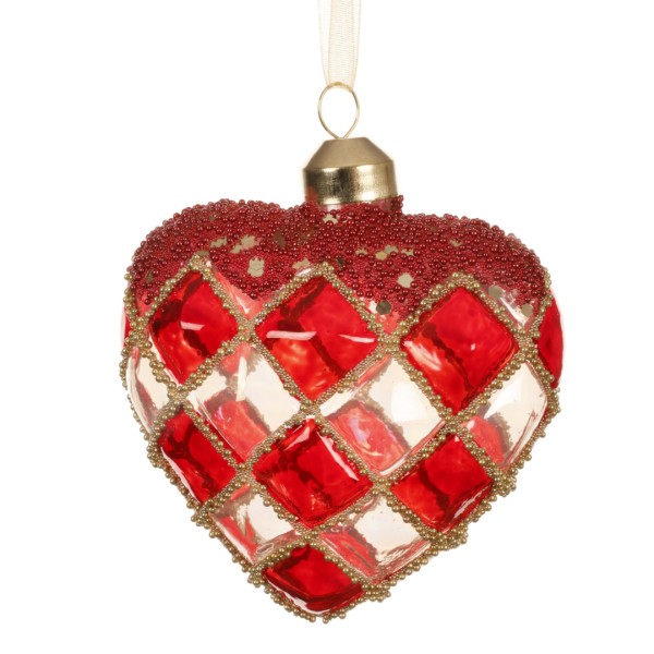 Weihnachtskugel "Herz" aus Glas - Rot K071177-a