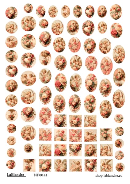 Natural Papier "Roses" - Cabouchons