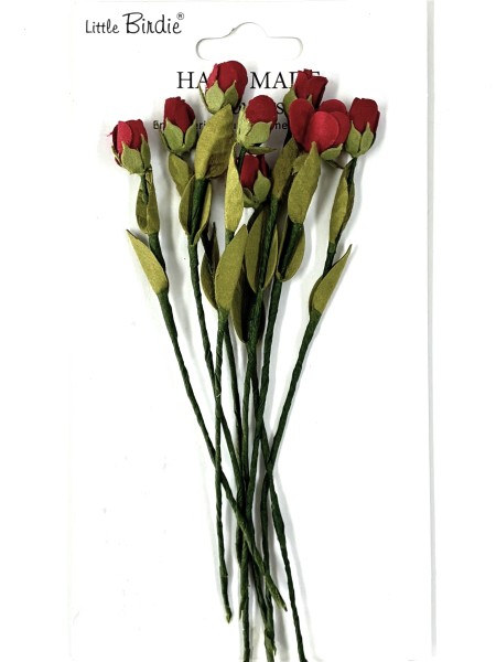 Handgemachte Papierblumen "Lucy - Cardinal Red" Kardinalrot (8 Stk.)