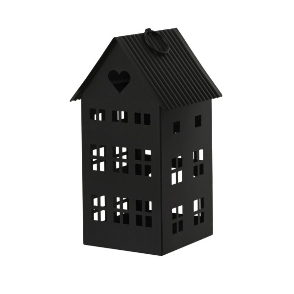 Eisenlaterne "Häuser" - Schwarz - 24cm K390016-a
