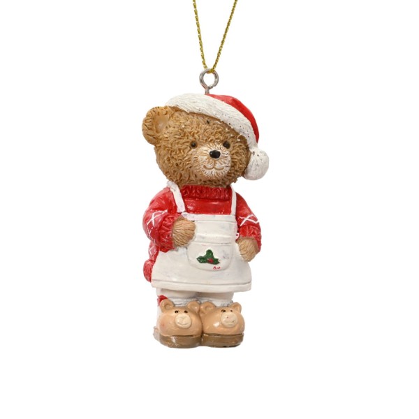 Deko Figuren f. Weihnachten "Teddybär mit weißer Schürze" - 7,5 cm K371901-a