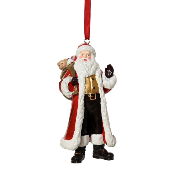 Deko-Anhänger "Weihnachtsmann mit Teddybär" – Rot/Gold 537513-b