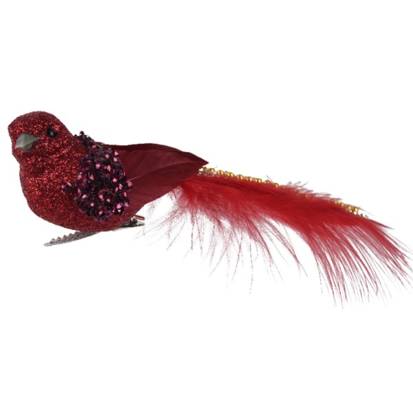 Schaumstoff Vogel mit Clip 15cm - Rot K729308-c