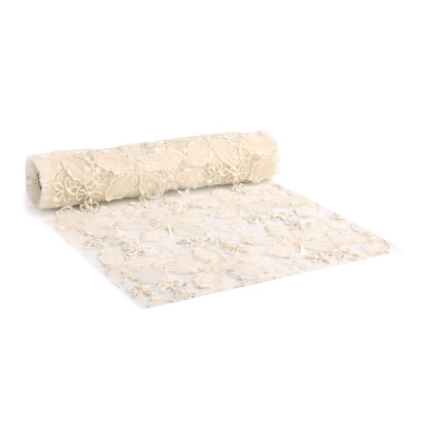 Tischläufer "Florette" 28cm breit - Creme / V3090.0228.70