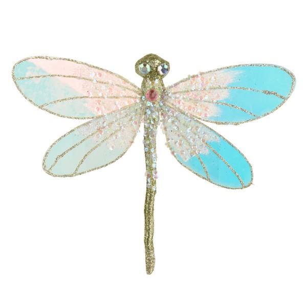 Glitter Libelle aus Schaumstoff 21cm - Hellgrün K703779-b