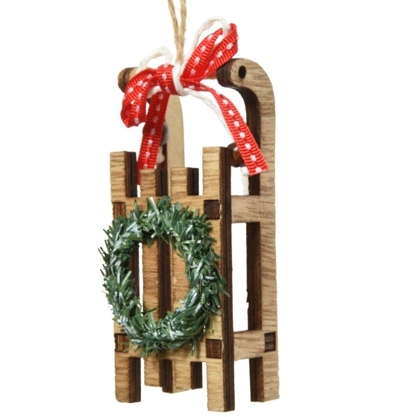 Weihnachtsschlitten MDF Natur, 10cm K553394a