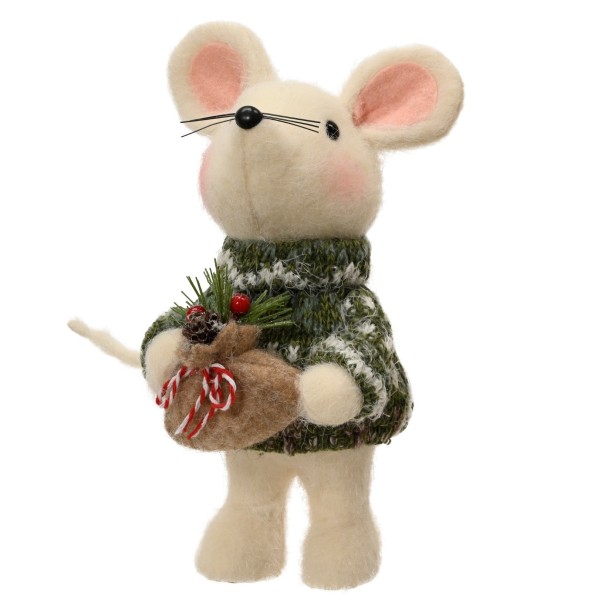 Weihnachtsmaus aus Filz mit Geschenk 23 cm K704199a