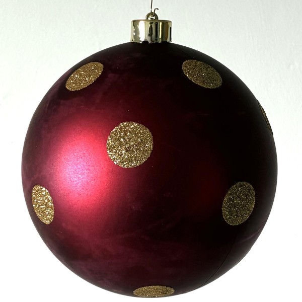 Weihnachtskugel 15 cm mit Punkte Rot/Gold