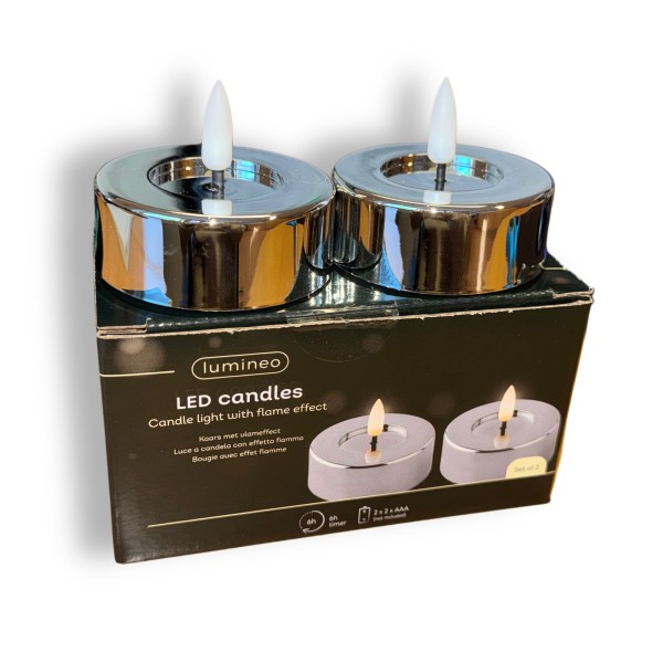 2er Set LED Teelichter - silber
