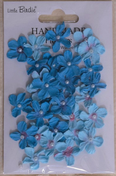 Handgemachte Papierblumen "Pearl Petites - Crystal Blue" Kristallblau (30 Stk.) CR109949