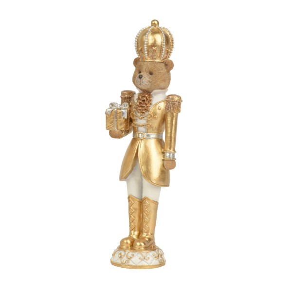 Deko Figur "Bärchen mit Geschenk" - Gold - 25,5 cm K703594-b
