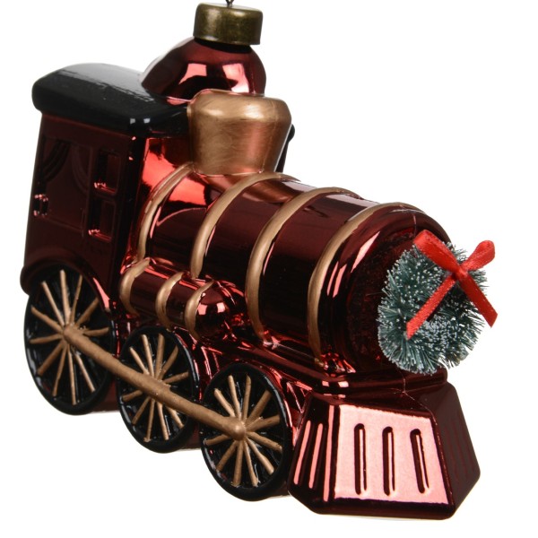 Deko Figur "Weihnachtslok/Zug" - Metallic Rot - 13 cm K453271-a