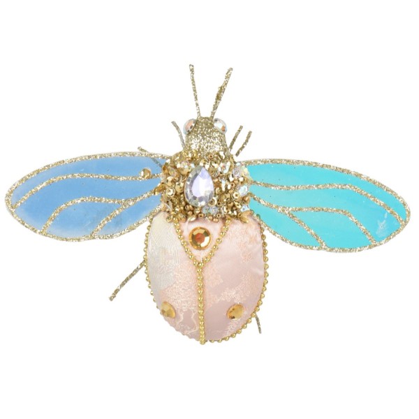 Deko Käfer Rosa mit Glitter 17 cm K202178b