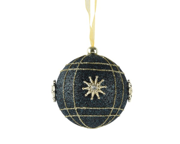 Weihnachtskugel "Glitzer" 8cm - Nachtblau