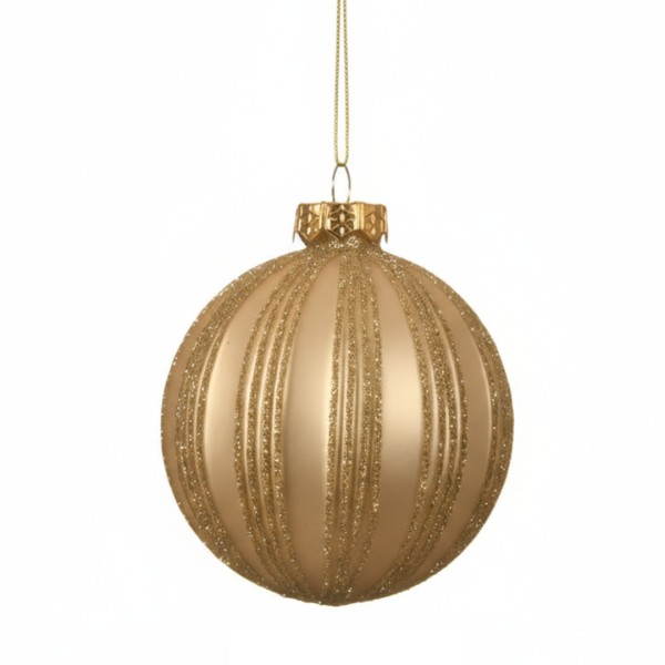 Weihnachtskugel Anhänger Gold m. Streifen K062578-c