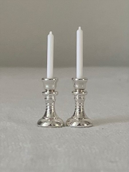 Miniatur-Kerzen Silber (2 Stk.)