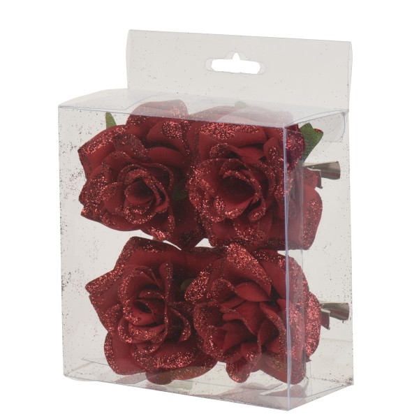 4er Set Rosenbox - Bordeaux Rot - 8x4,5cm K701440