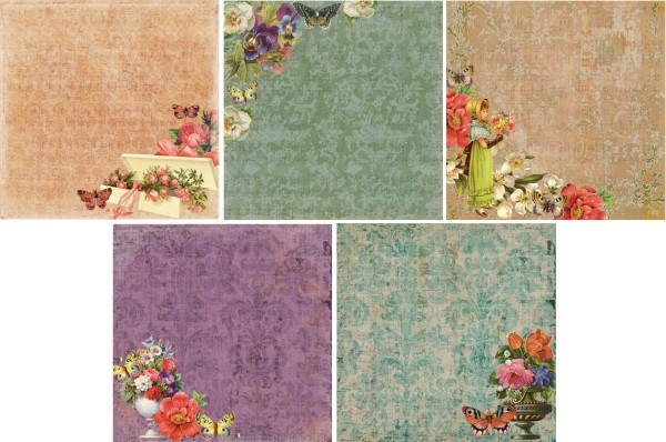 DCWV Papierset (Blumen) 5 Papiere