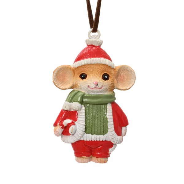 Weihnachtsanhaenger "Maus mit rotem Mantel" - 7cm K703716-f