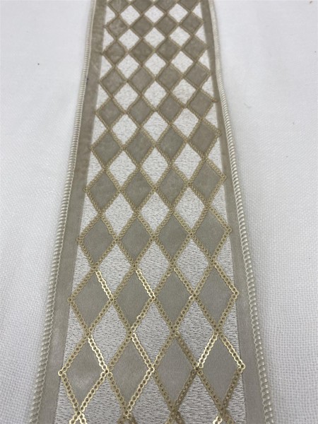 1,5m Schleifenband mit Karos - silber/gold