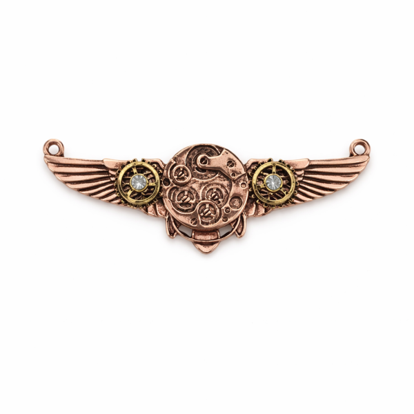 Steampunk Anhänger mit Flügeln - Rosegold inkl. Strass